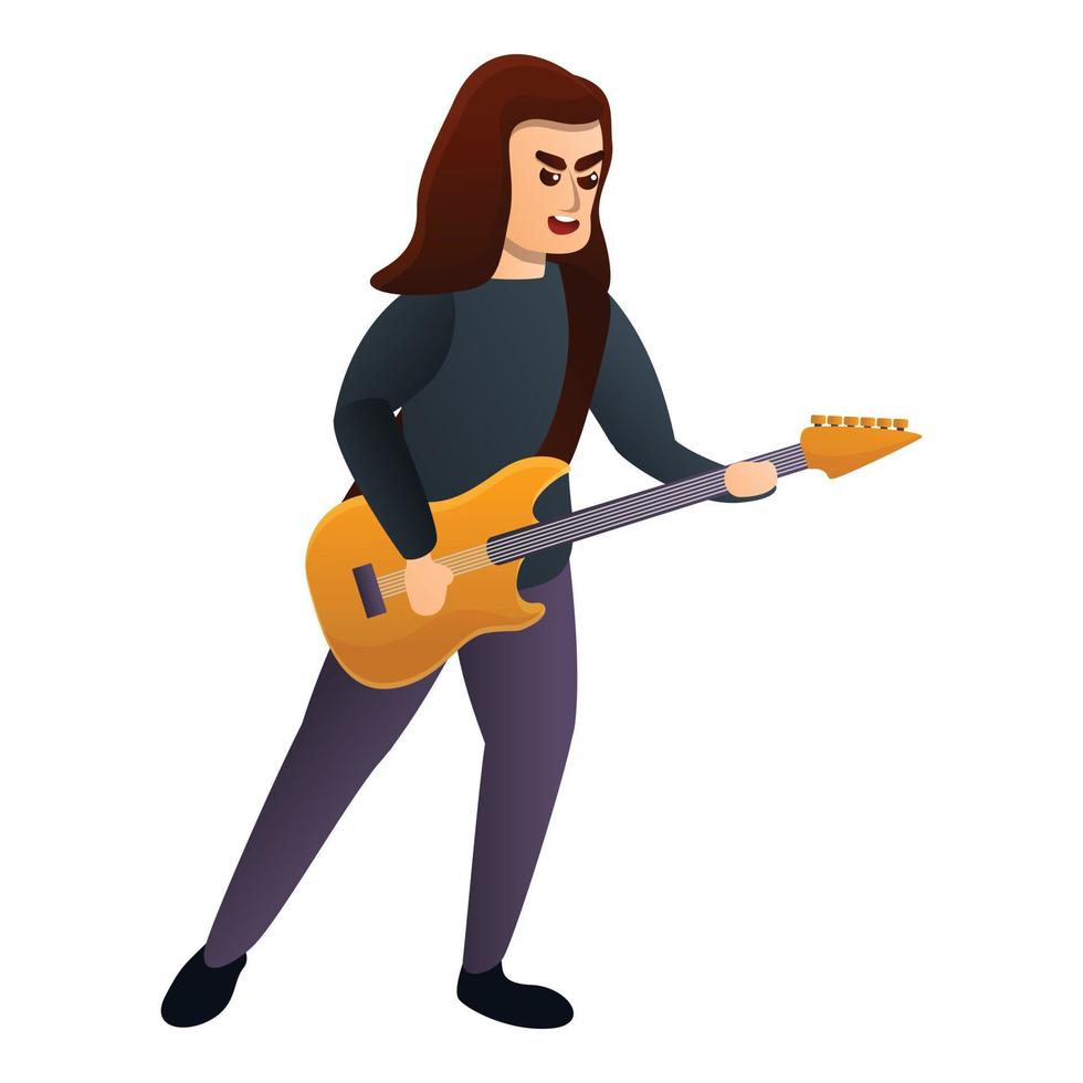 icono de cantante de guitarra electrónica, estilo de dibujos animados vector