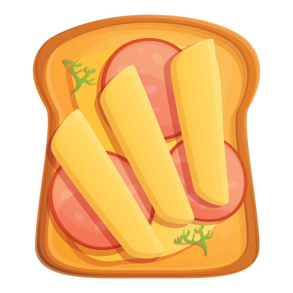 Sausage cheese toast icon, cartoon style vector