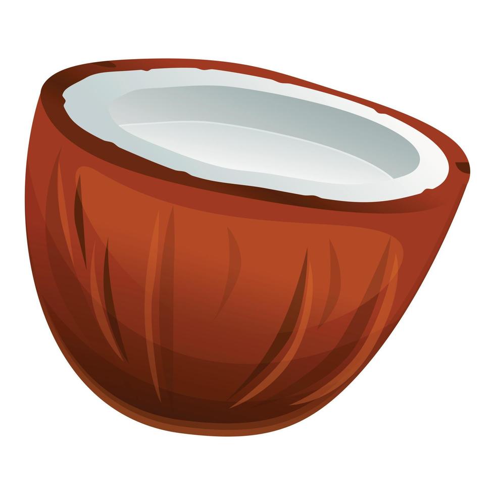 icono de medio coco, estilo de dibujos animados vector