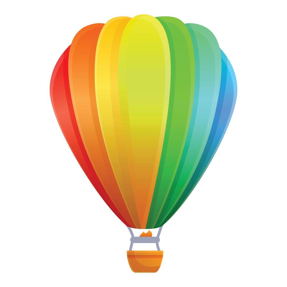 Rainbow air balloon icon, cartoon style vector