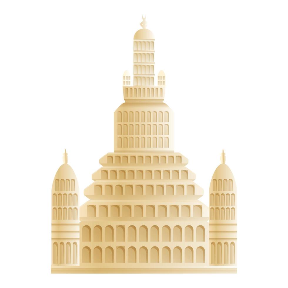 Wat Arun temple icon, cartoon style vector