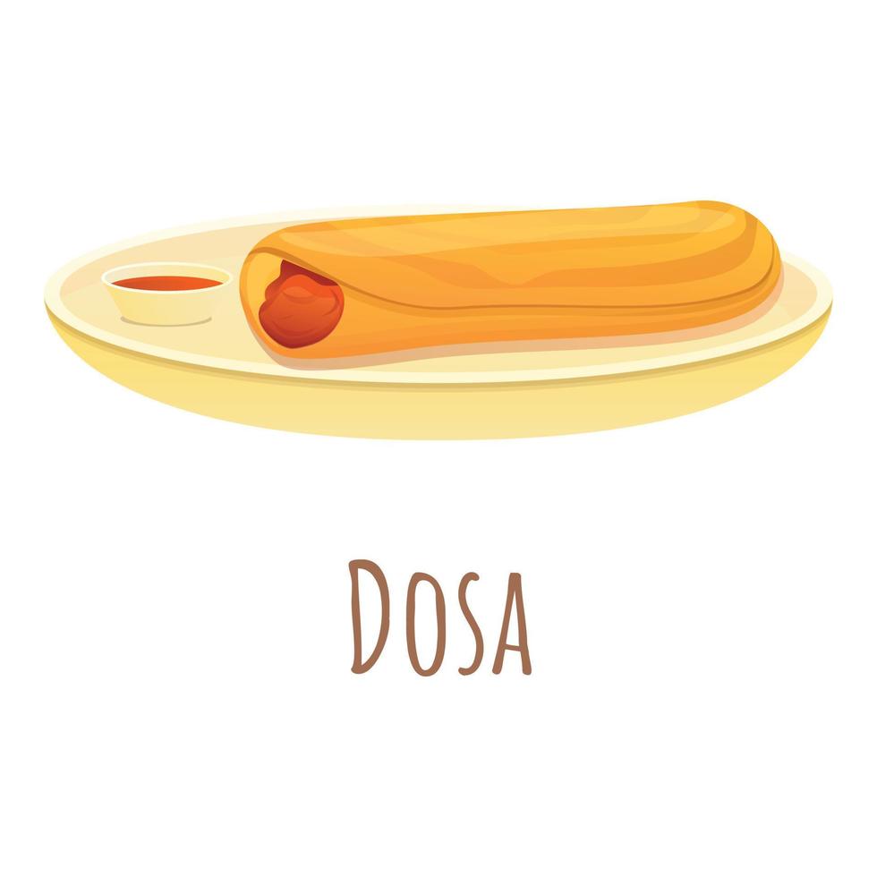 icono de comida dosa, estilo de dibujos animados vector