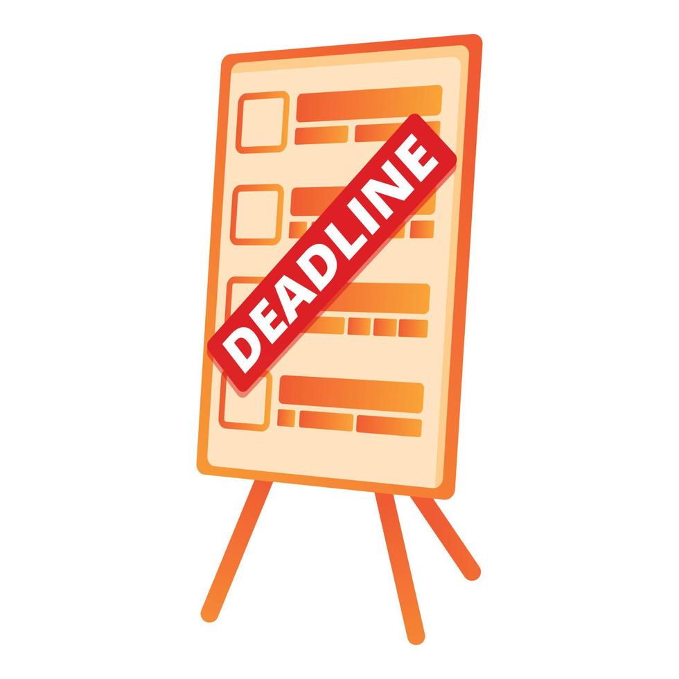 Office board with deadline icon, cartoon style vector