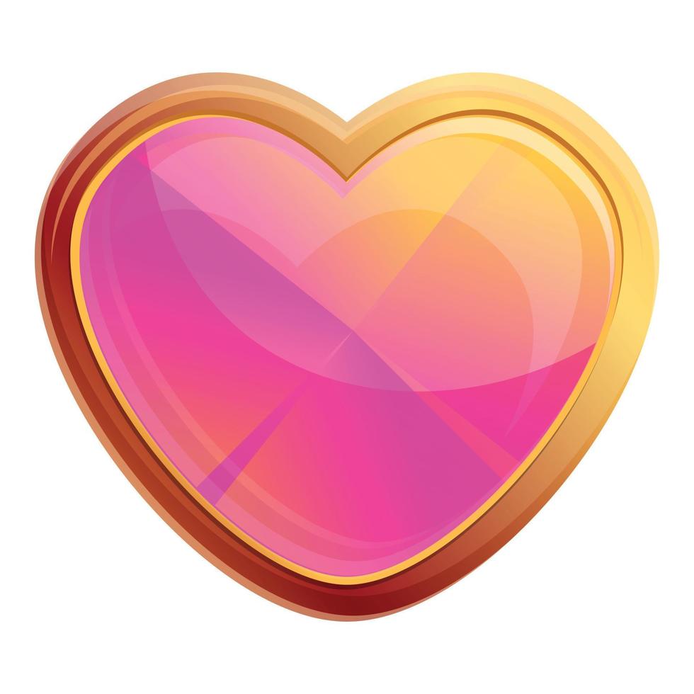 Cute heart gem icon, cartoon style vector