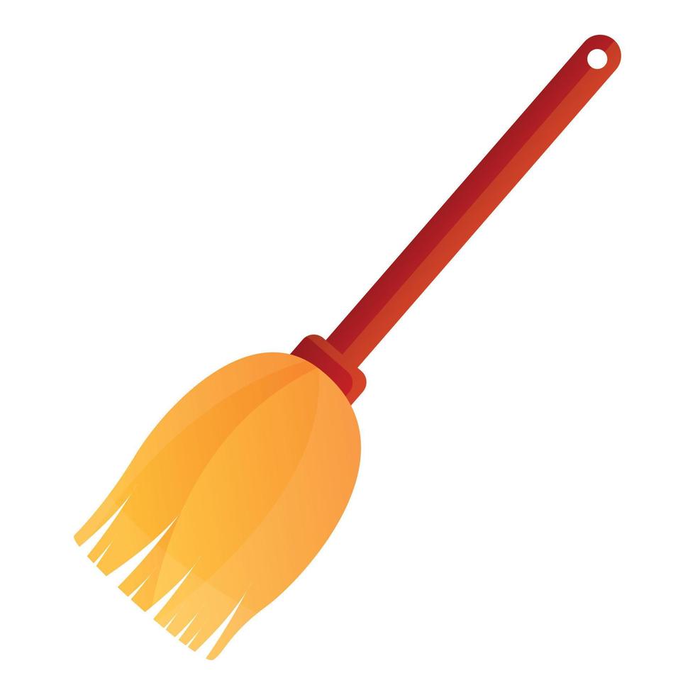 Room service broom icon, cartoon style vector