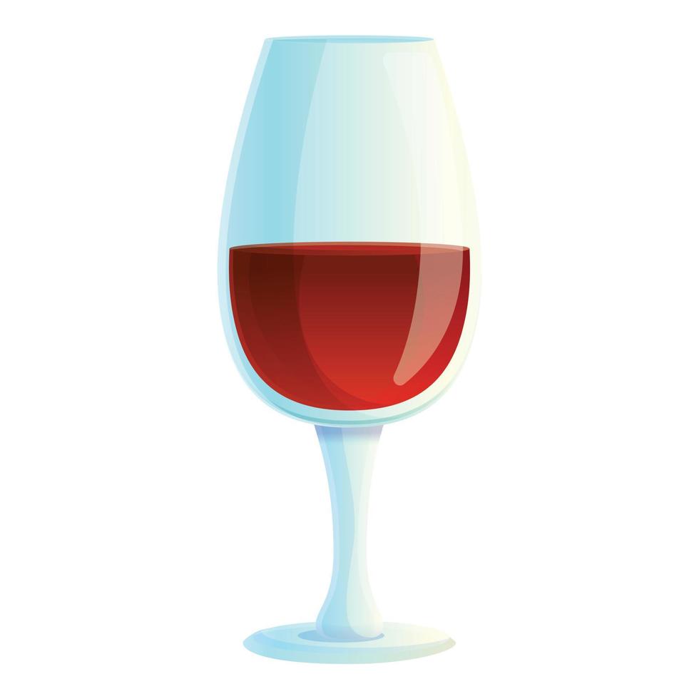 Red wine glass icon, cartoon style vector