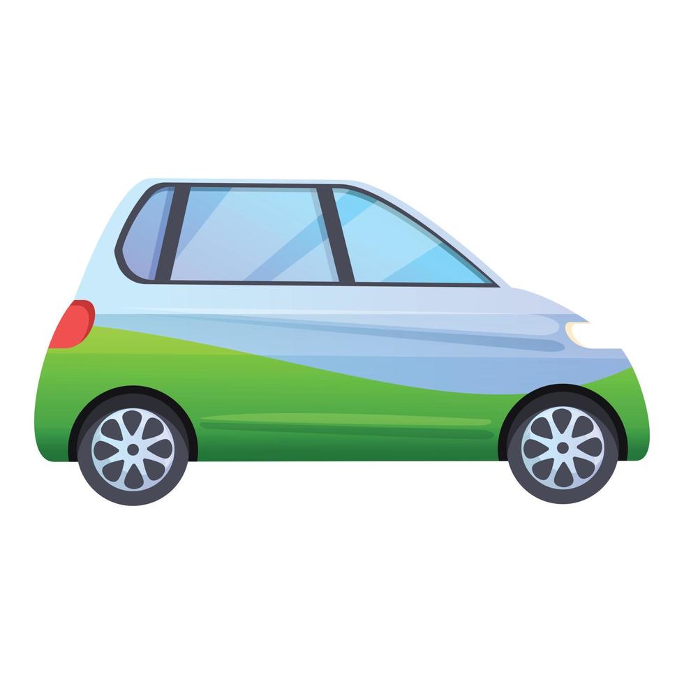 icono de coche híbrido pequeño, estilo de dibujos animados vector