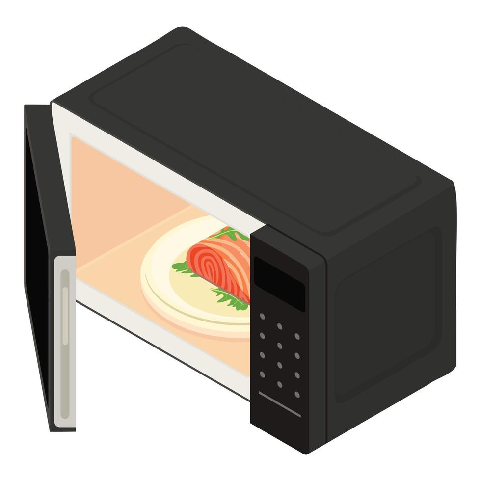 Open microwave icon, isometric style vector