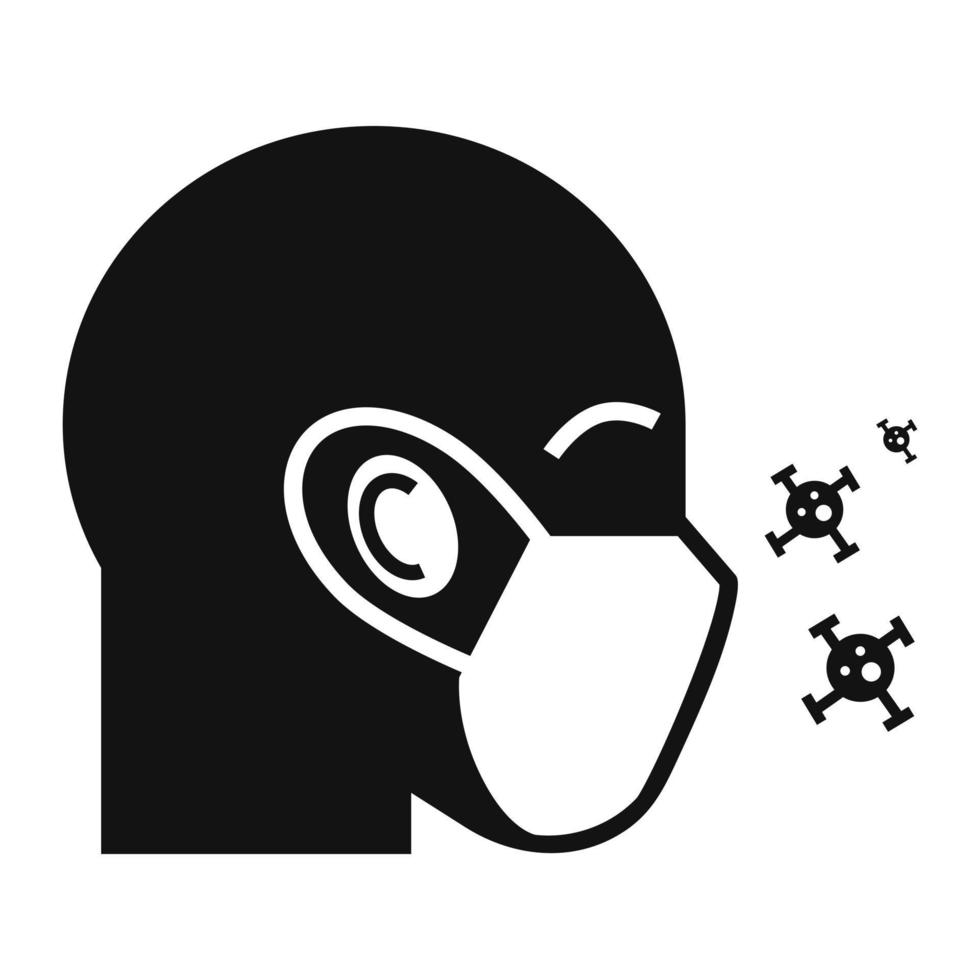 Protective air face mask icon, simple style vector