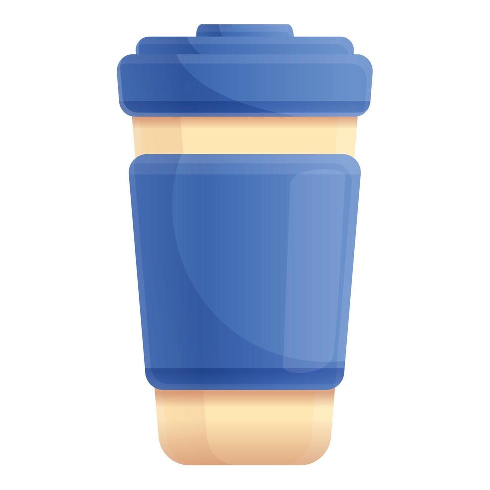 Coffee paper cup icon, cartoon style vector
