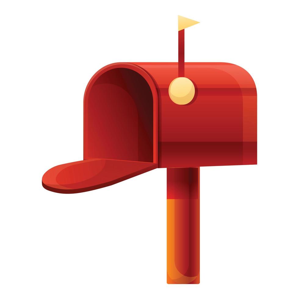 Red mailbox icon, cartoon style vector