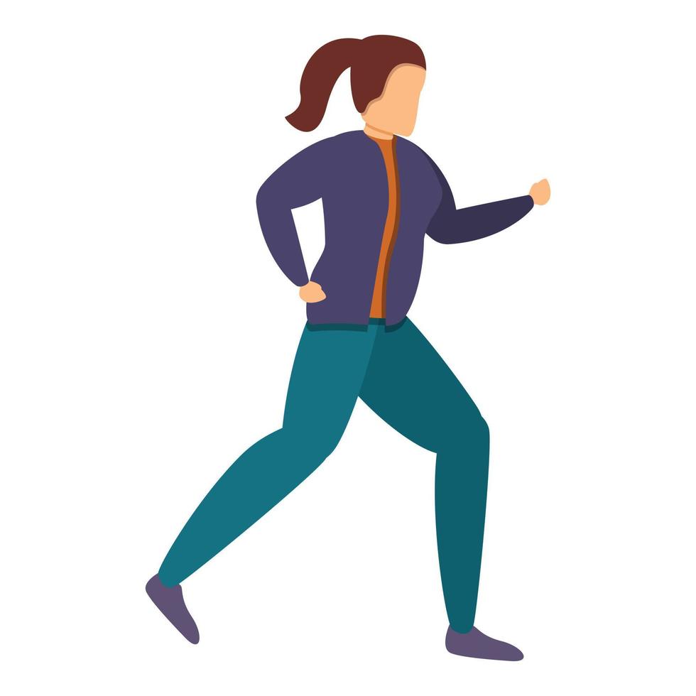 Girl sport running icon, cartoon style vector