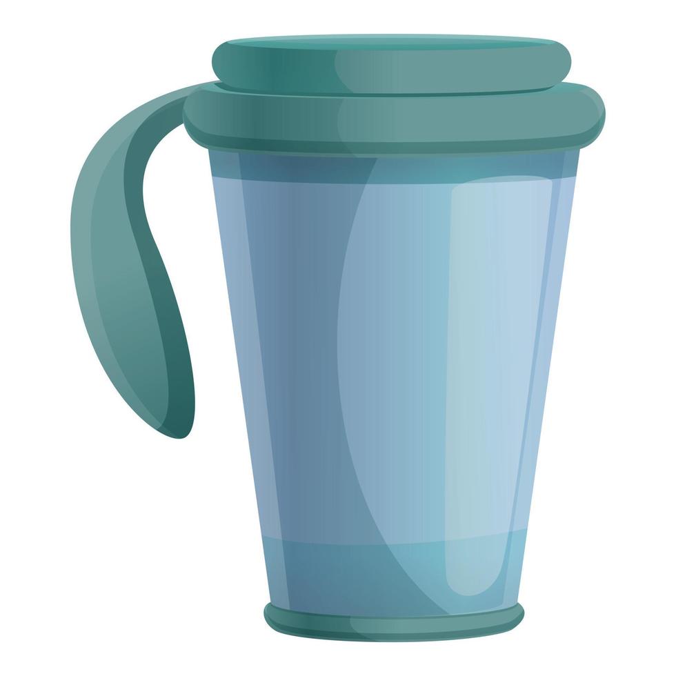 icono de taza termo, estilo de dibujos animados vector