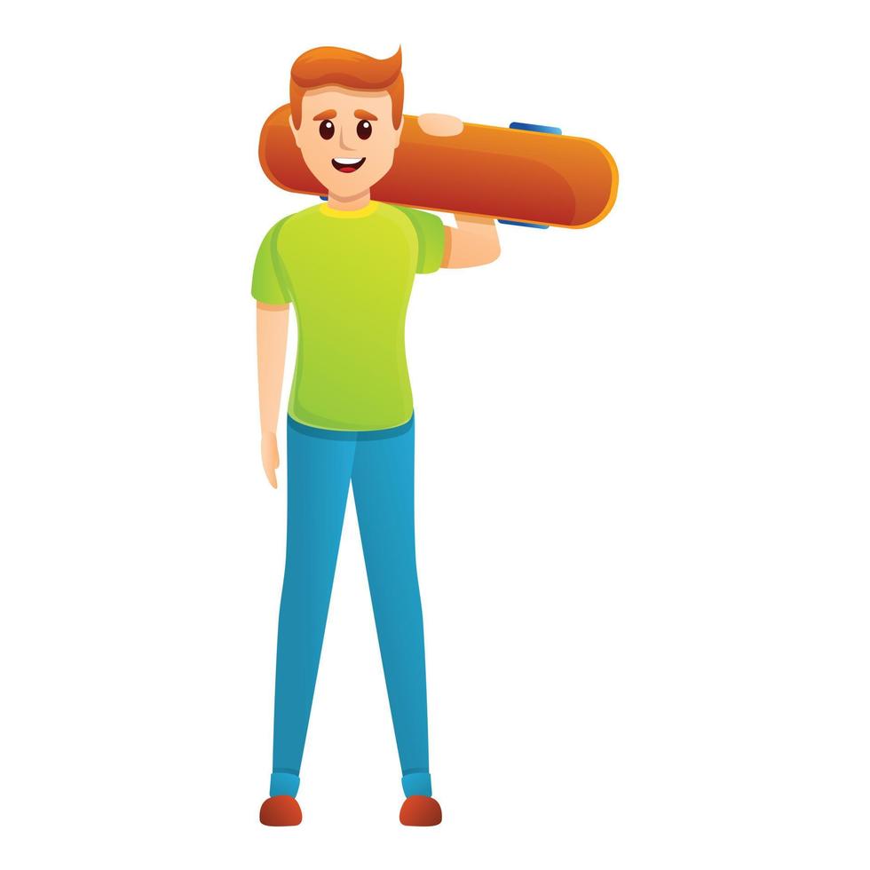 Adolescent skateboard icon, cartoon style vector