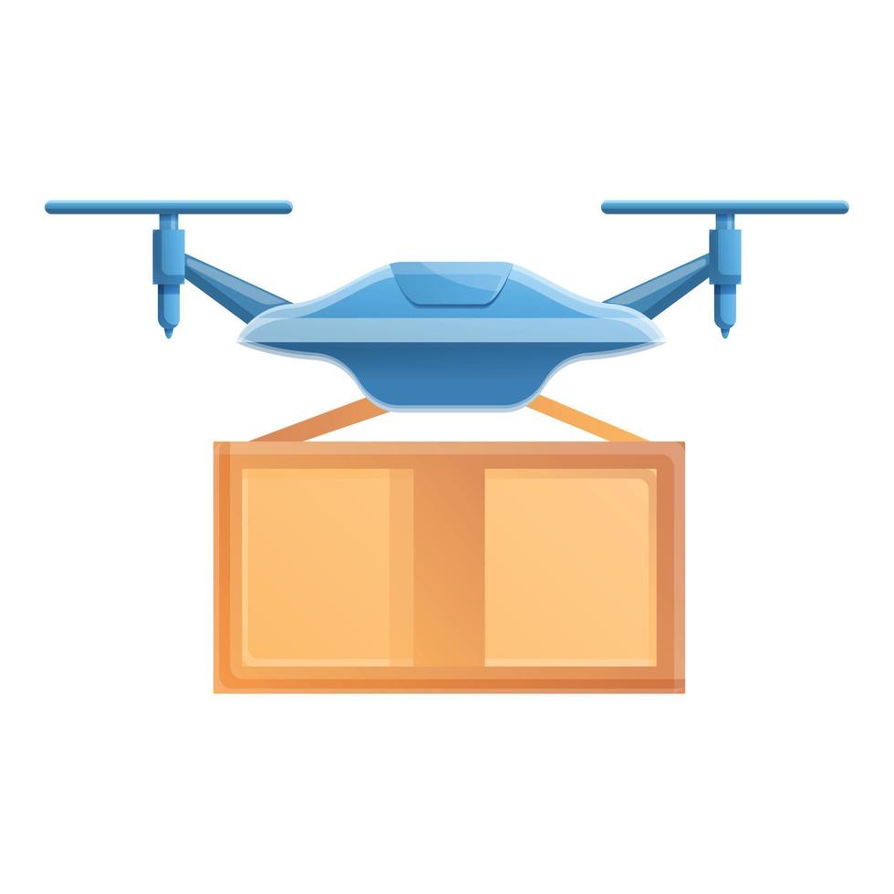 Security drone delivery icon, cartoon style vector