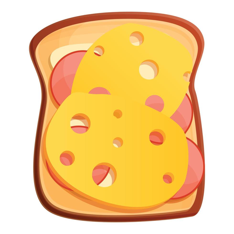 Toast cheese icon, cartoon style vector