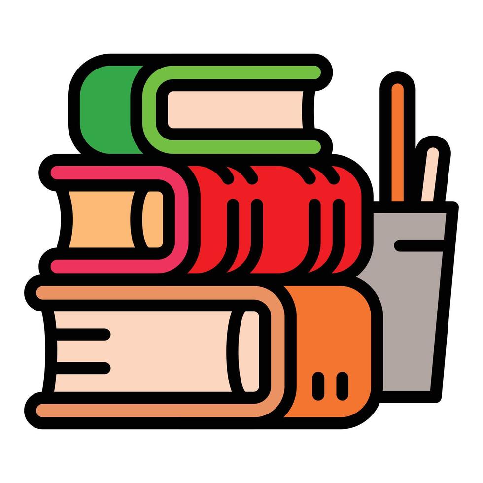 Stack school books icon, outline style vector