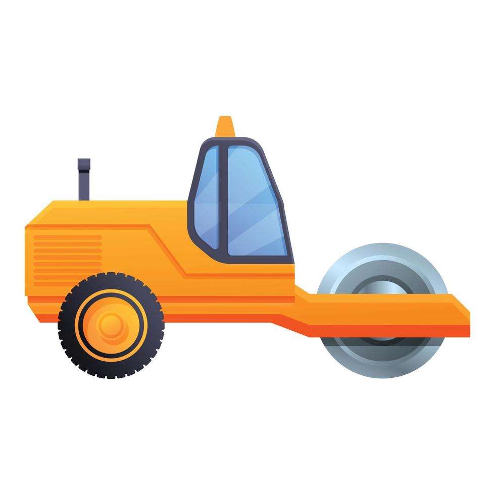 Toy road roller icon, cartoon style vector