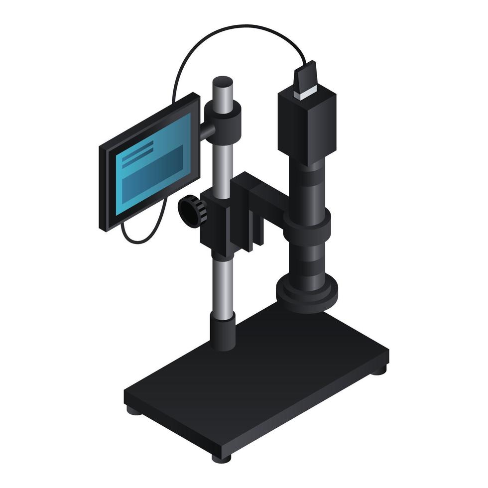 icono de microscopio digital, estilo isométrico vector