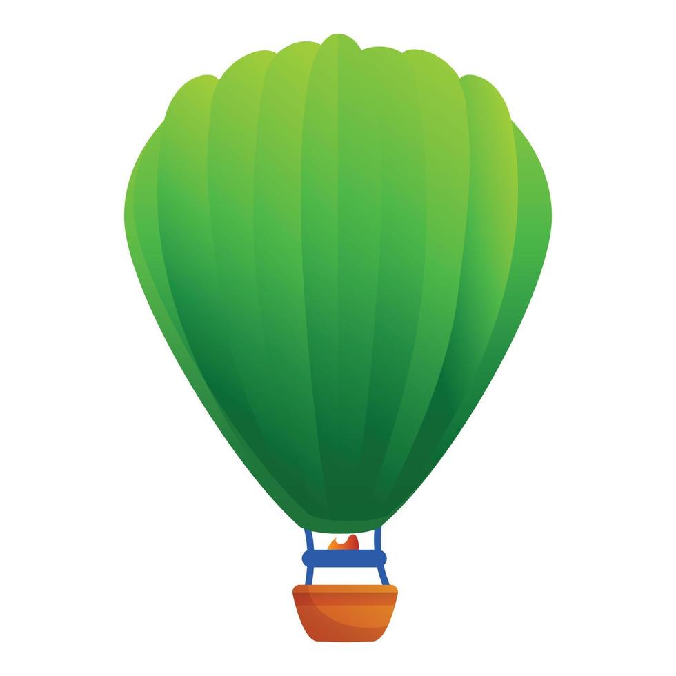 Green air balloon icon, cartoon style vector
