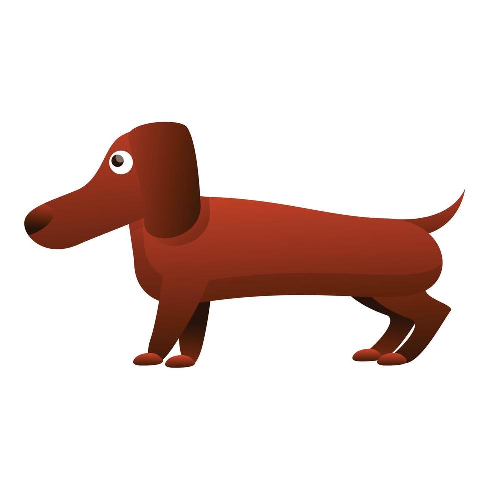 icono de dachshund canino, estilo de dibujos animados vector