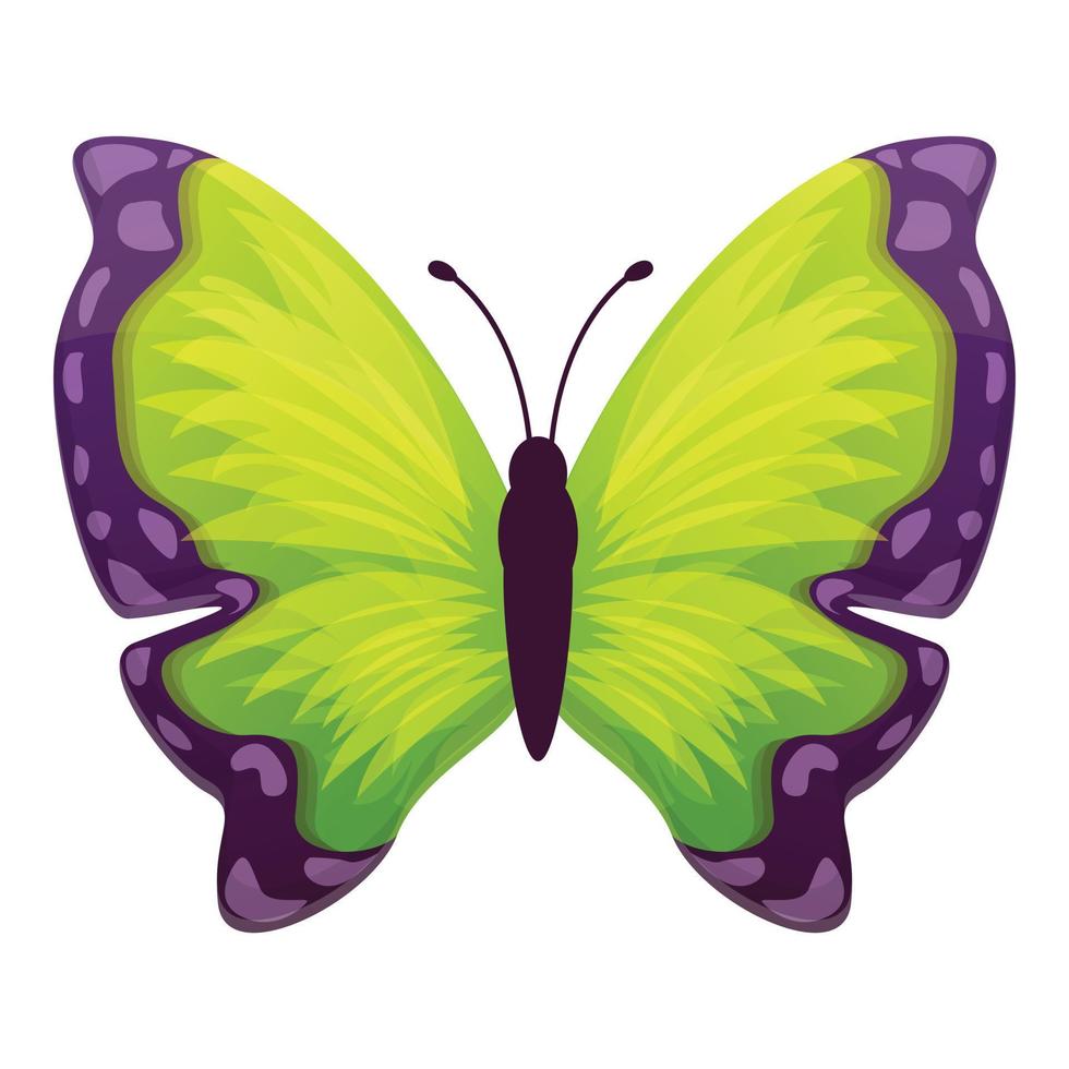 Spring green butterfly icon, cartoon style vector