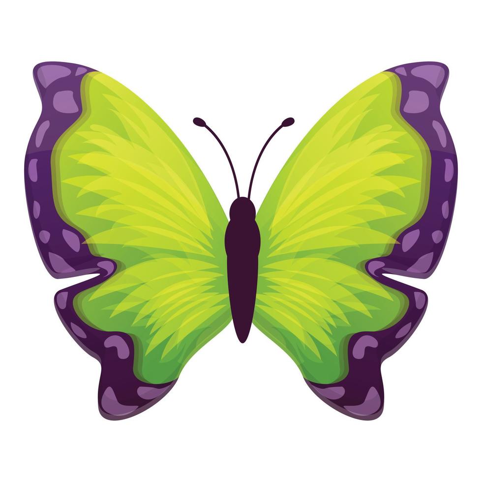 icono de mariposa verde primavera, estilo de dibujos animados vector