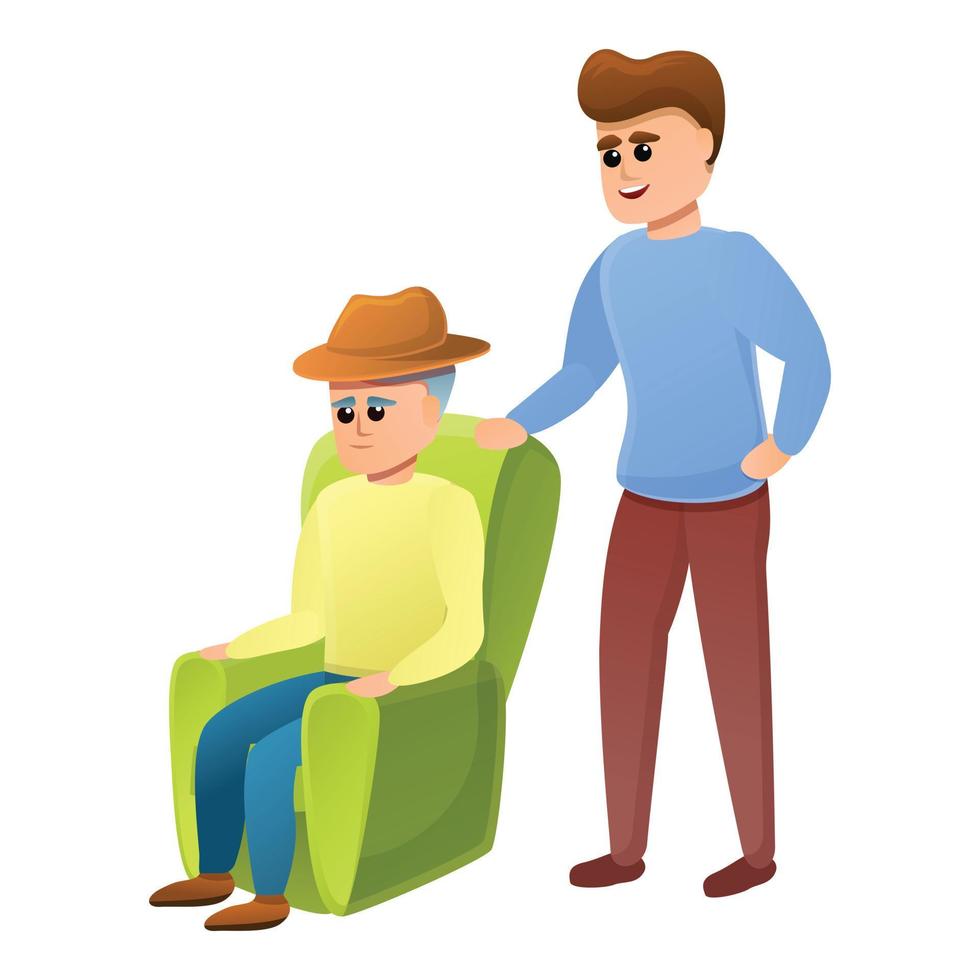 The guy next to the old man icon, cartoon style vector