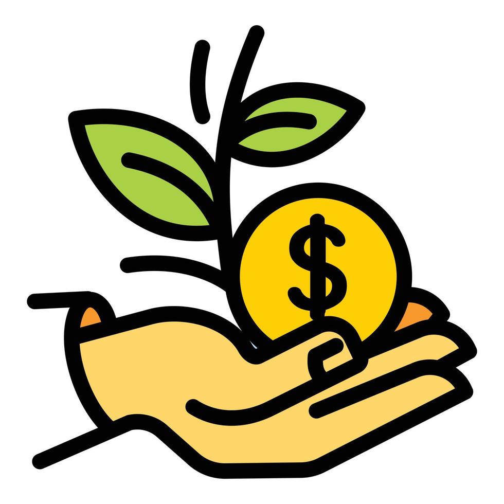 Keep money plant icon, outline style vector