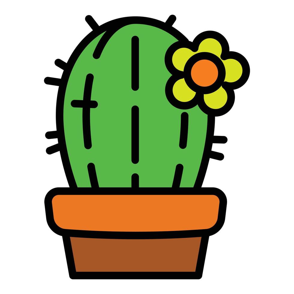 icono de maceta de cactus, estilo de contorno vector