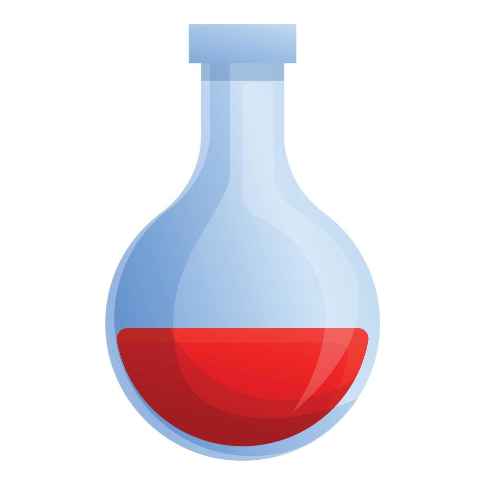 Eco glass flask icon, cartoon style vector