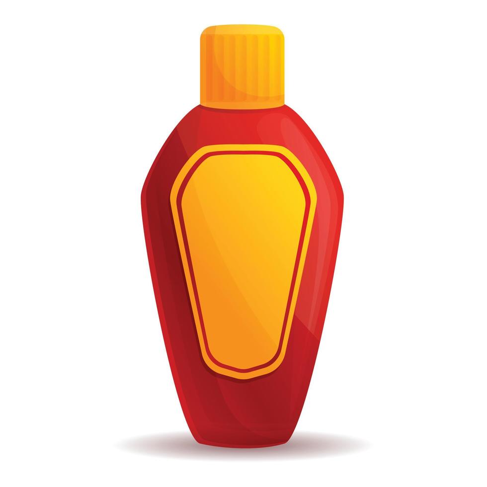 Burger ketchup bottle icon, cartoon style vector