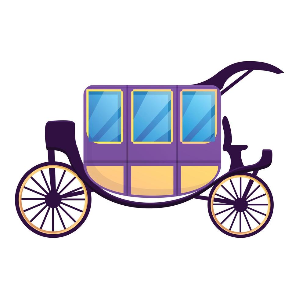 Romantic carriage icon, cartoon style vector