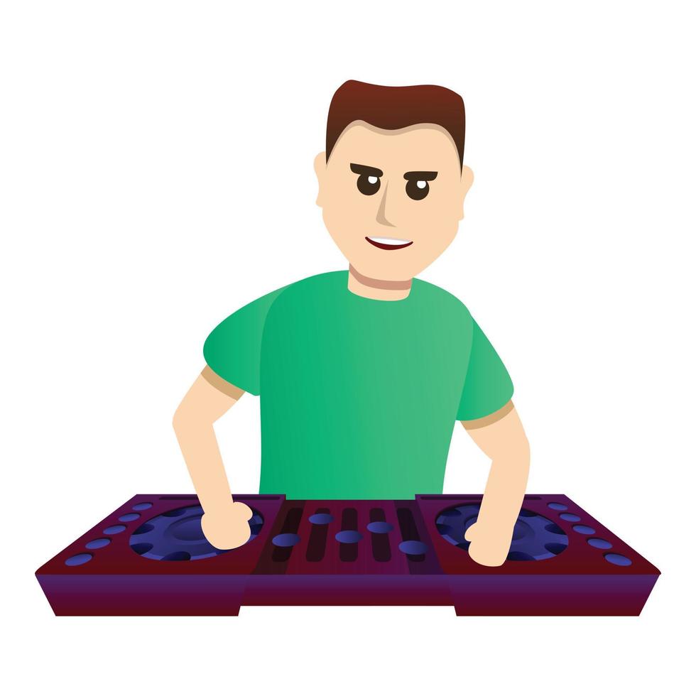 icono de DJ, estilo de dibujos animados vector