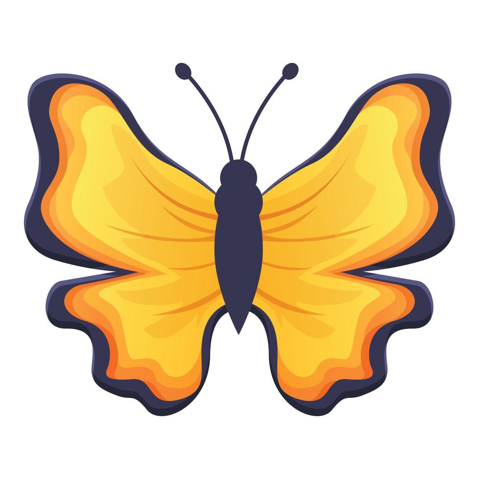 Golden fire butterfly icon, cartoon style vector