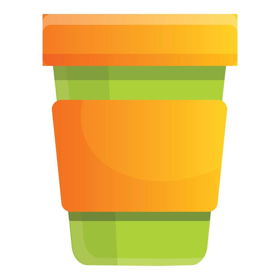 Eco green cup icon, cartoon style vector