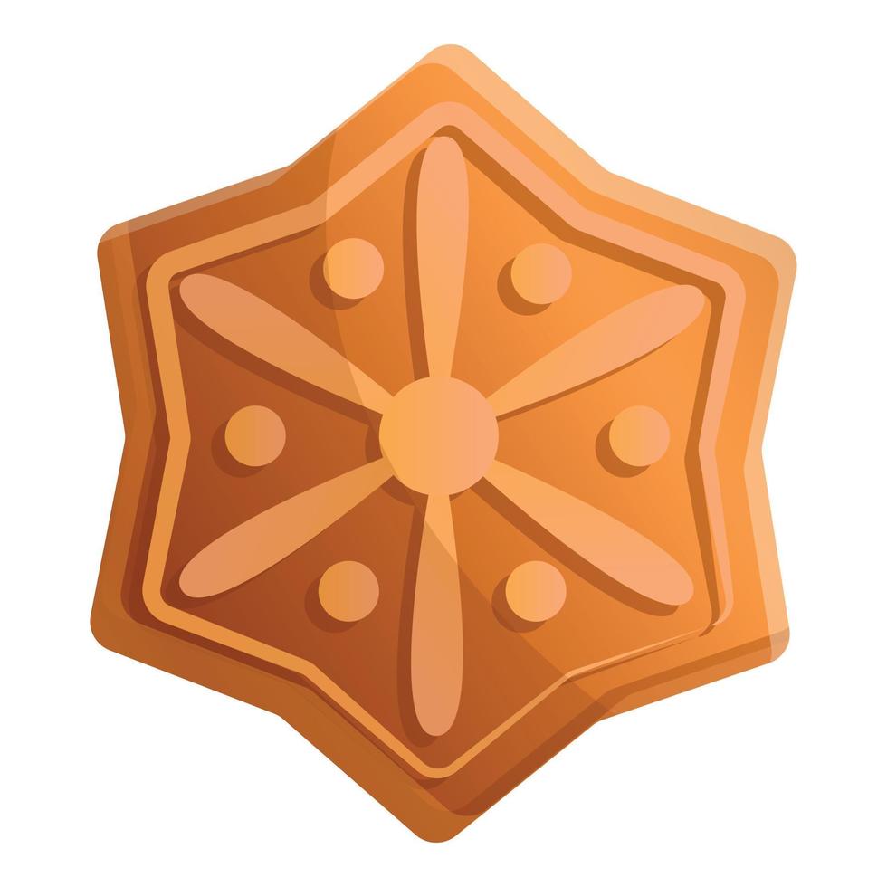 Gingerbread snowflake icon, cartoon style vector