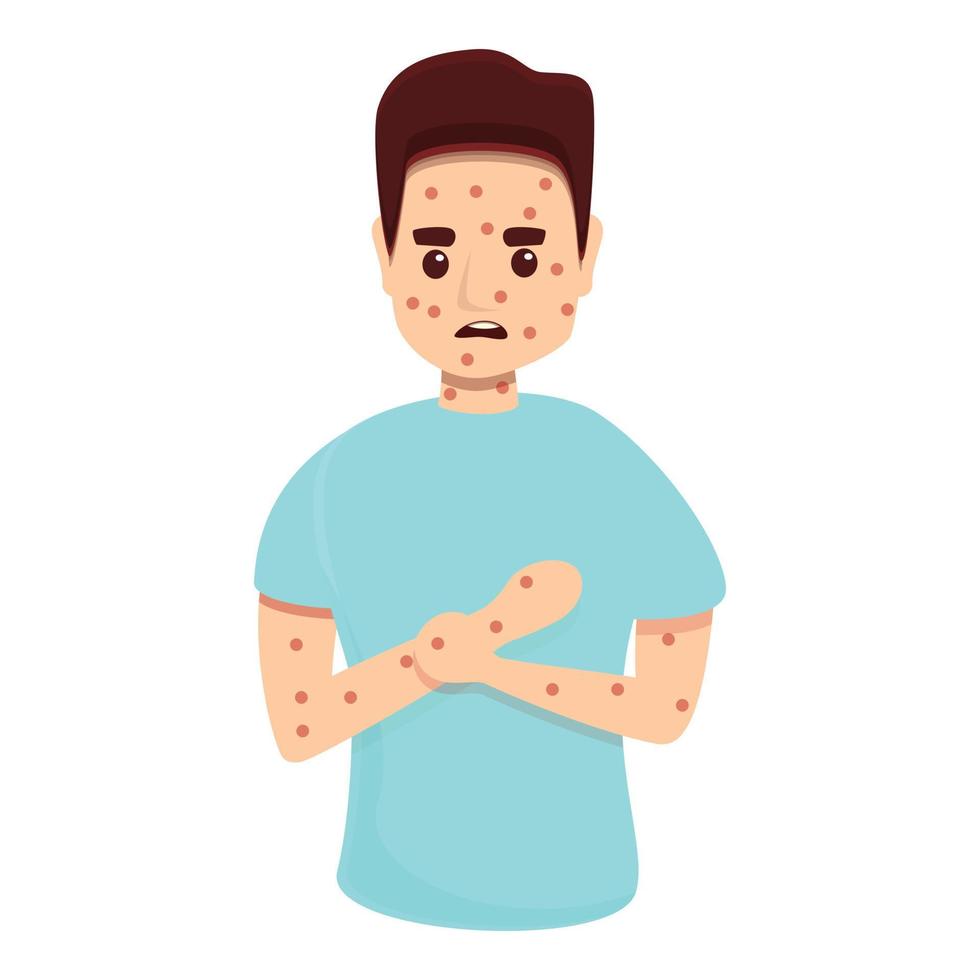 Boy measles icon, cartoon style vector