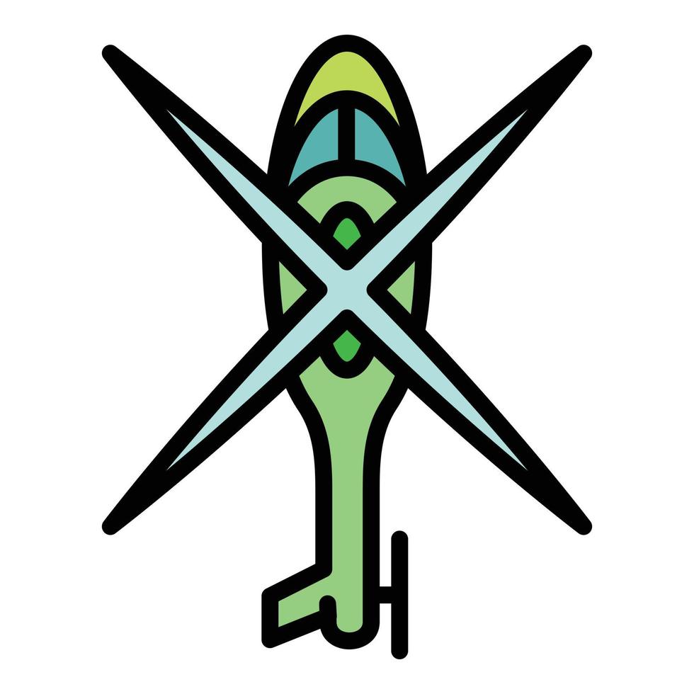 Top view helicopter icon, outline style vector
