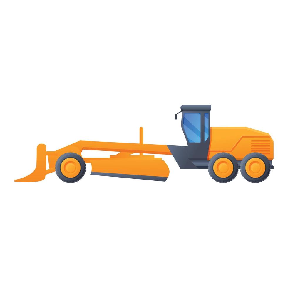 Heavy grader machine icon, cartoon style vector