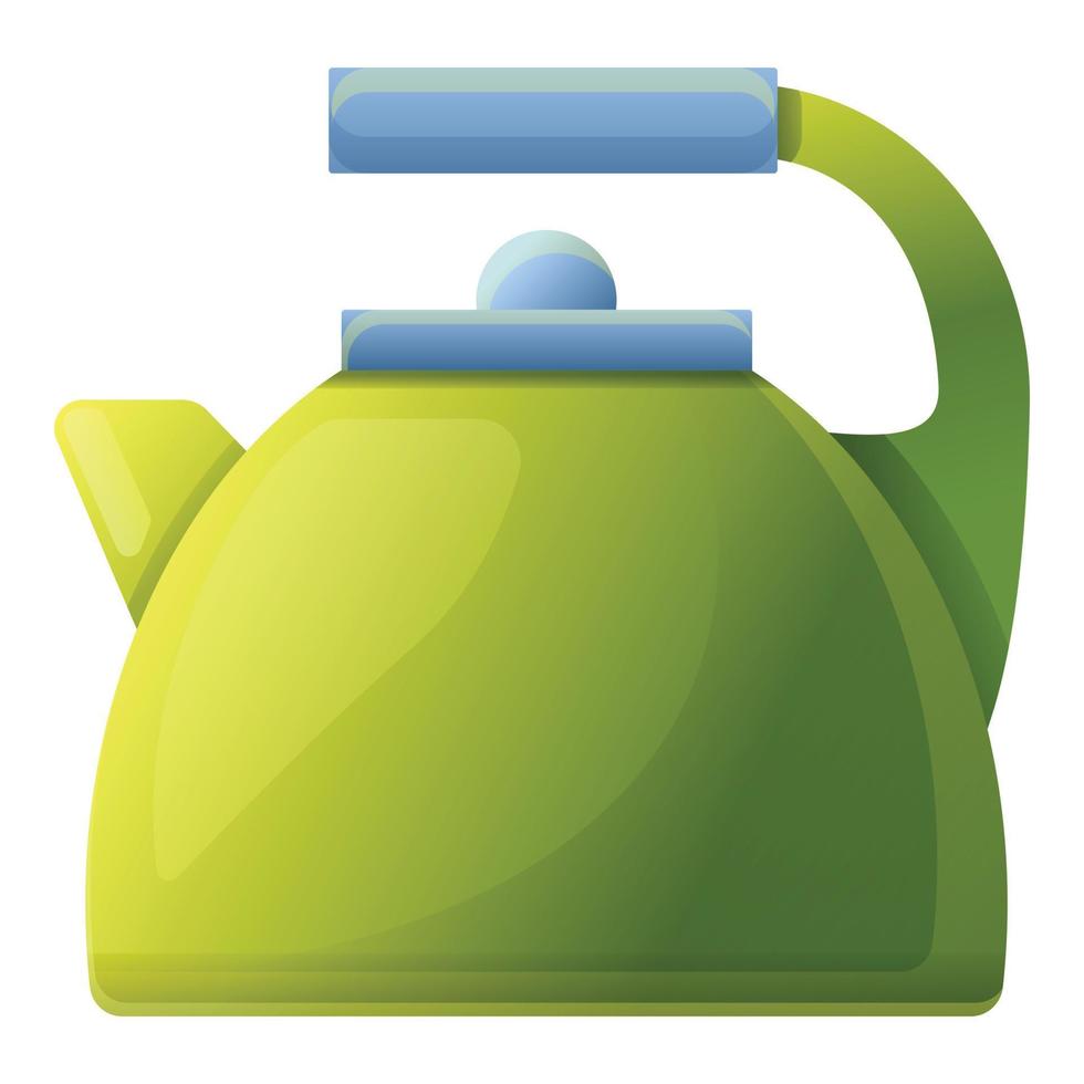 Steel kettle icon, cartoon style vector