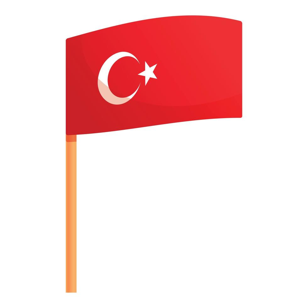 Turkish flag icon, cartoon style vector