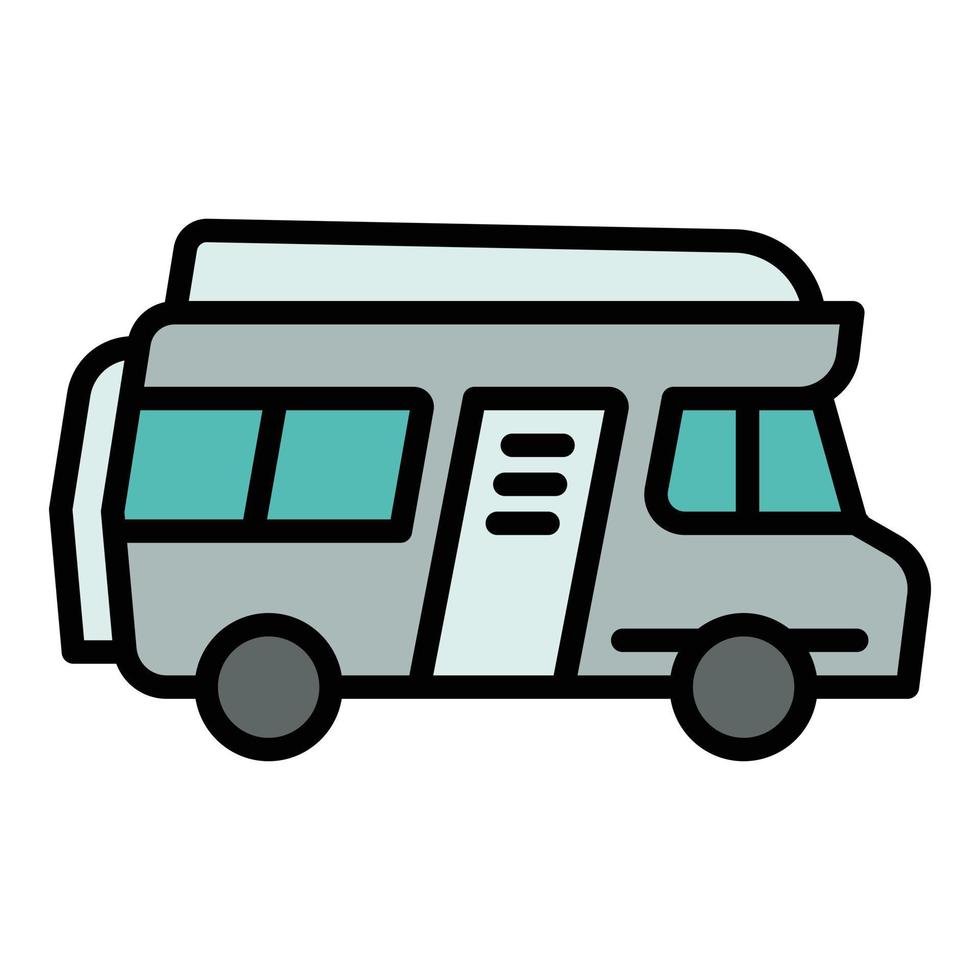 icono de autocaravana, estilo de esquema vector