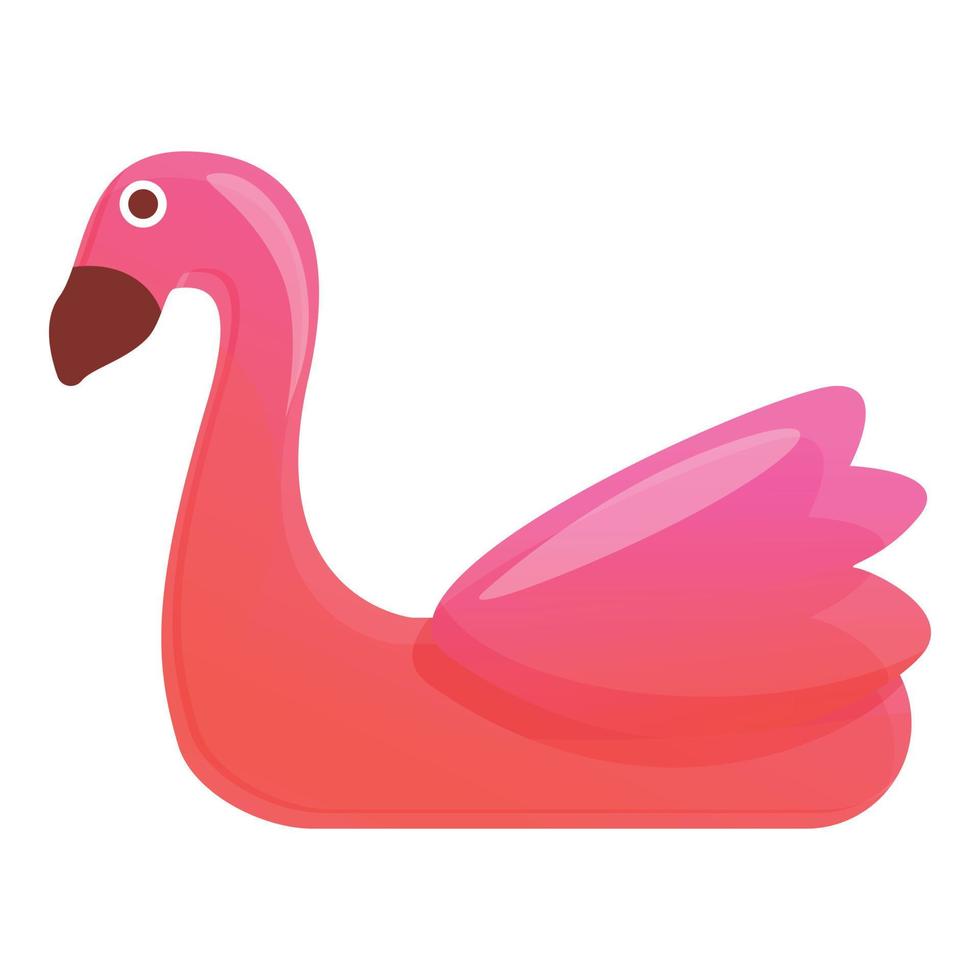 Flamingo inflatable ring icon, cartoon style vector