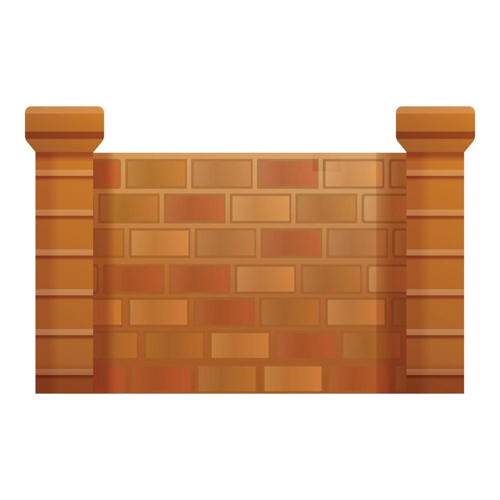 Brick fence icon, cartoon style vector
