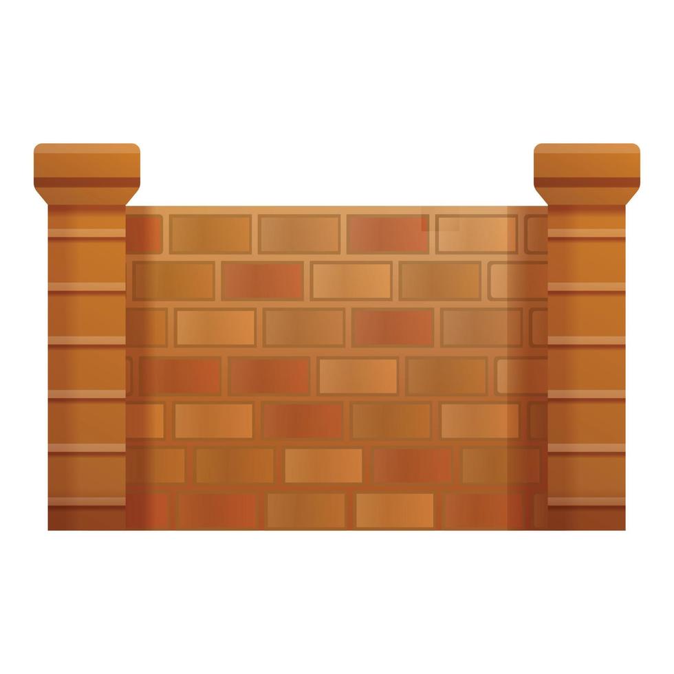 Brick fence icon, cartoon style vector