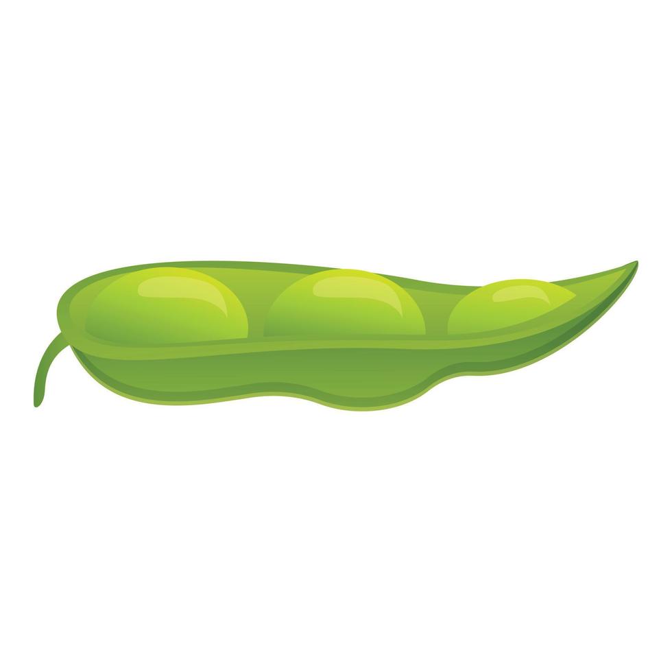 Icono de frijol verde crudo, estilo de dibujos animados vector