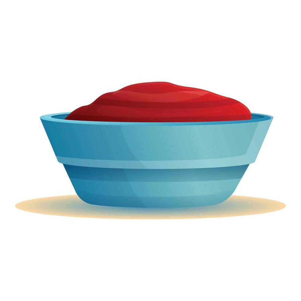 icono de tazón de ketchup, estilo de dibujos animados vector
