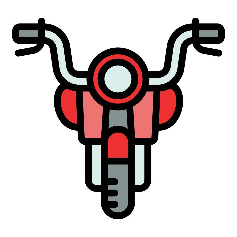 icono de moto de vista frontal, estilo de esquema vector