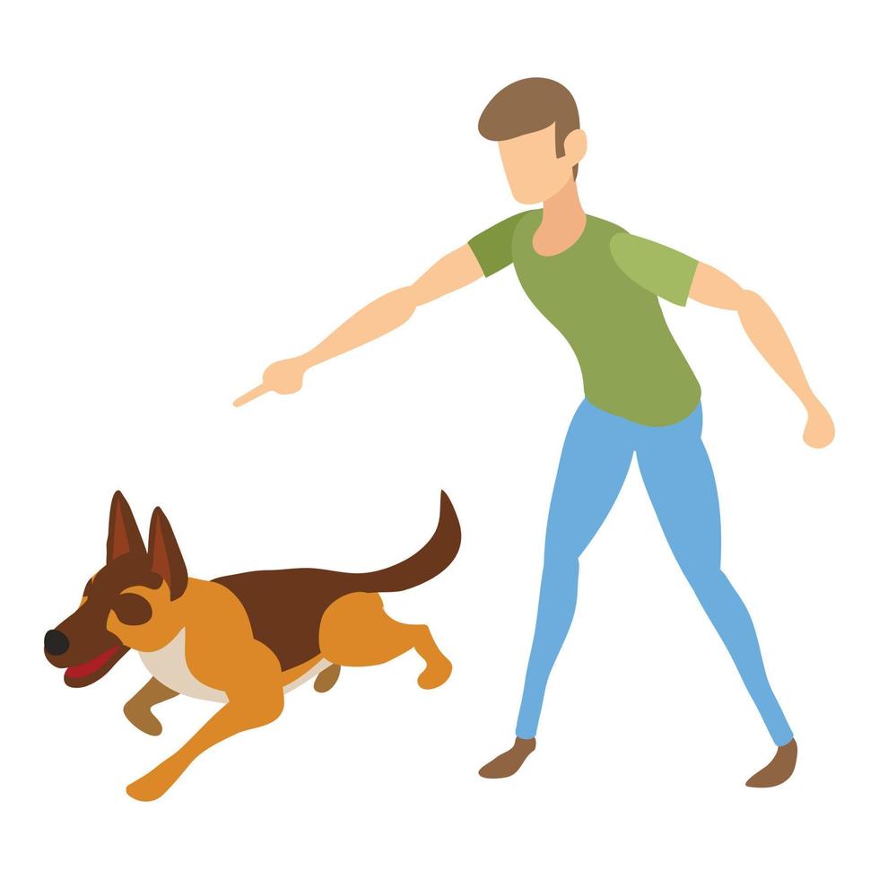 Dog run command icon, isometric style vector